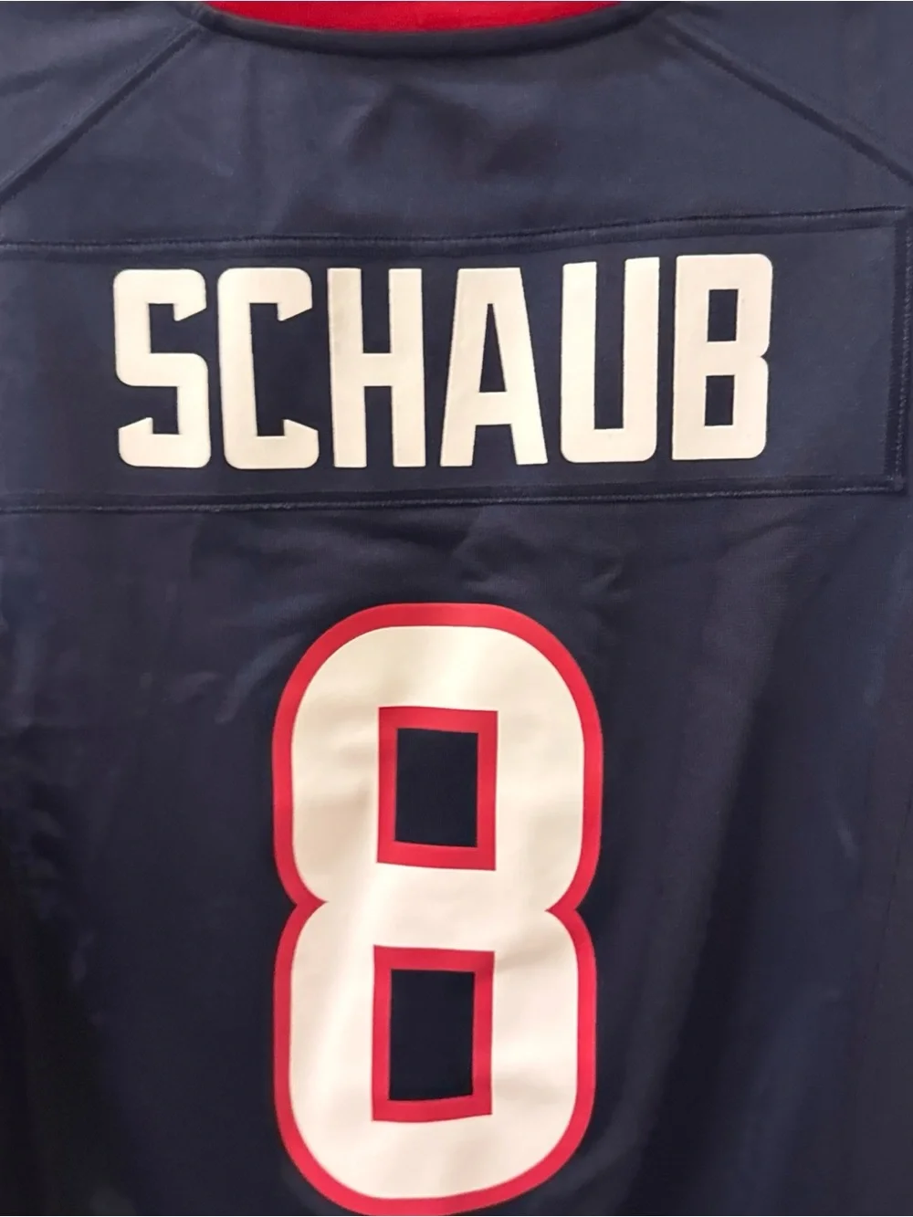 Men's Navy Blue and Red Football Jersey - Schaub #8